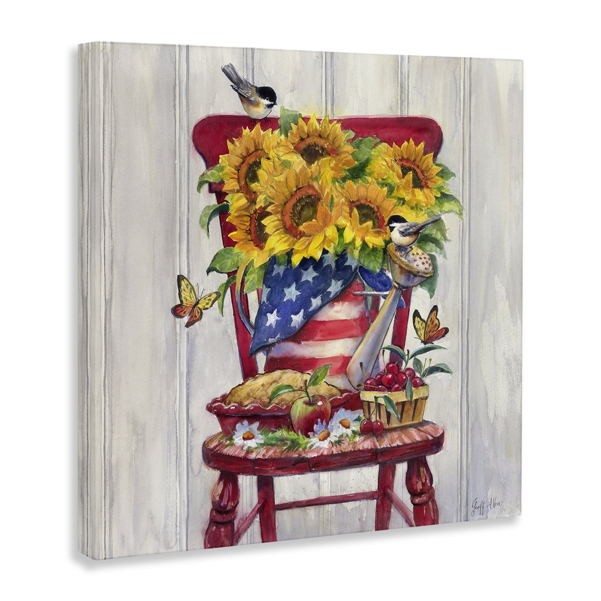 Stupell Industries Patriot Porch Still Life Patriotic Painting Wrapped Canvas Art Print Wall Art, 17 x 17
