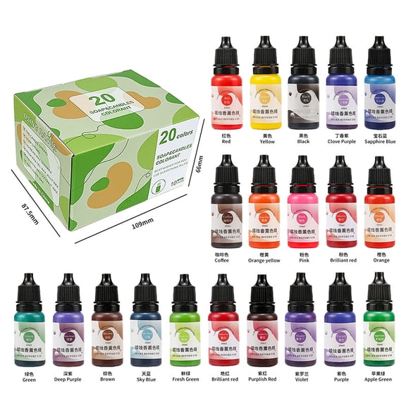 Zhuge 20 Colors Candle Dye Set (10ml Each), Highly Concentrated Color Dyes for Soy Wax Candle Making