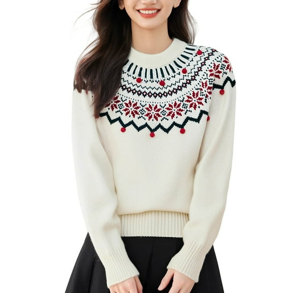 Coerni Girls Knit Sweater Christmas Pullover Outfit Tween Crewneck Sweatshirt Warm Xmas Knitted Tops Cartoon Cotton Fall Clothes