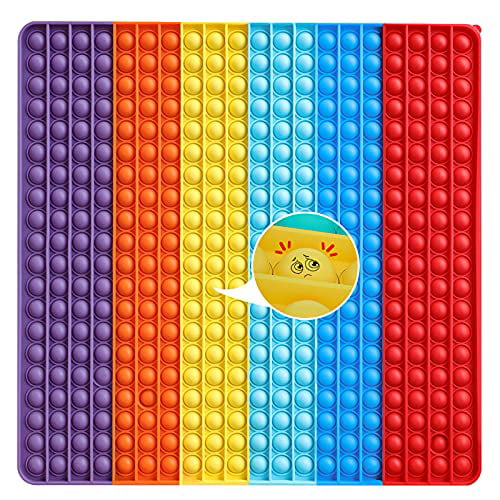 for Children Autism Special Needs and Adult Anxiety Stress Reliever Square Silicone Toy 8 Inch 100 Bubbles Fidget Toy Clanam 1Pcs Big Size Push Jumbo Pop Bubble Fidget Sensory Toy 