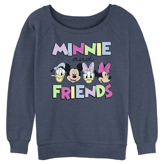 Junior's Mickey & Friends Minnie Pals Sweatshirt Blue Heather X Large