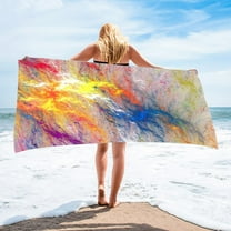 LACKUST Beach Towel with Flowing Gold Pattern - 75x150cm Oversized, Quick-Dry for Travel & Relaxation