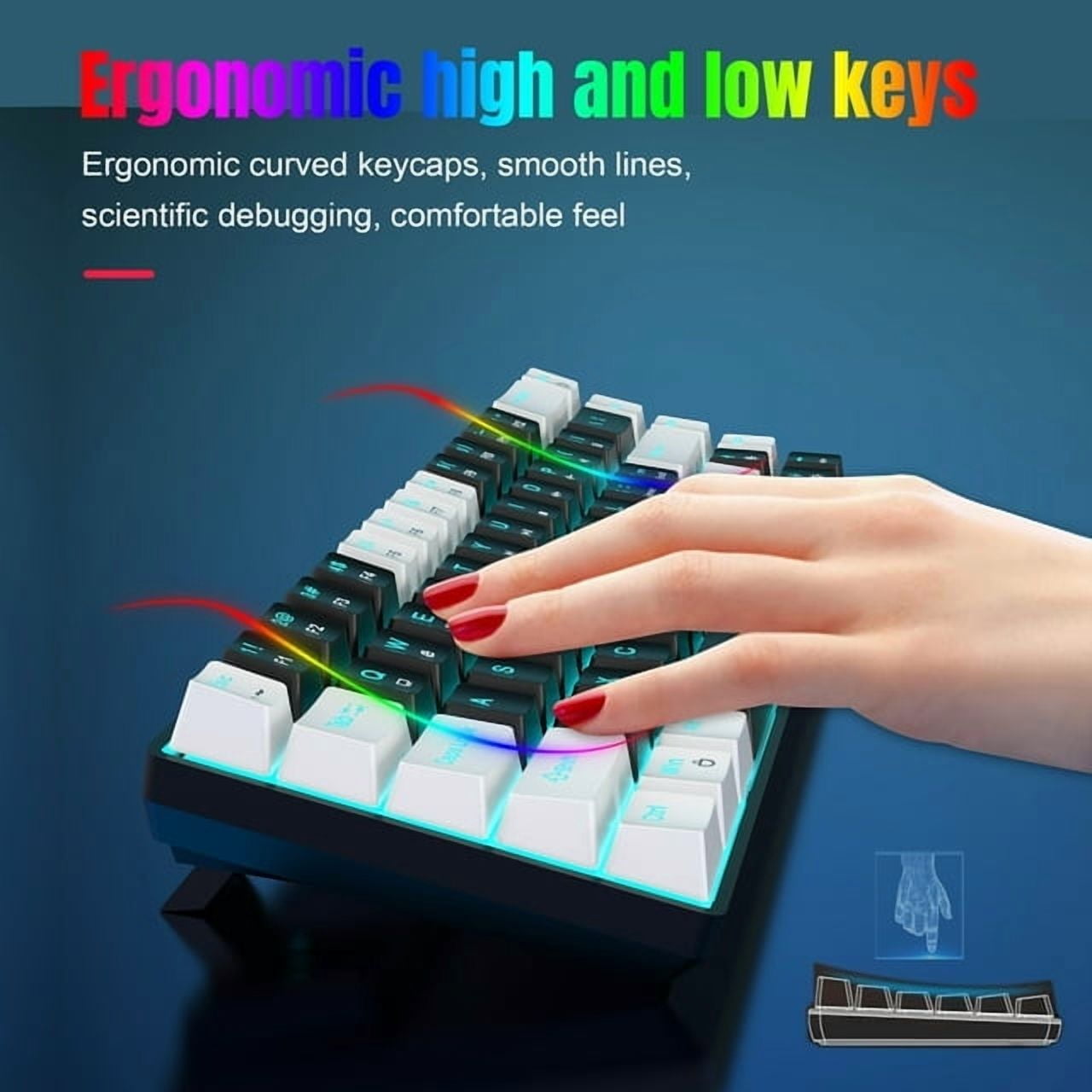 Mechanical Gaming Keyboard Wired, 68 Keys RGB Backlit 60% Keyboard,Multimedia & Anti-ghosting Keys for Windows Computer Laptop PC Mac Gamer,White and Black