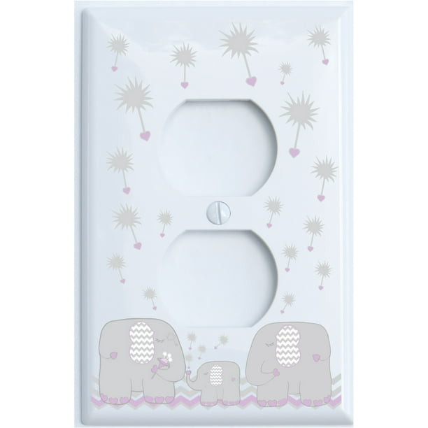 Grey And Purple Dandelion Elephant Outlet Switch Plate Covers Elephant Nursery Wall Decor Switch Plates Walmart Com Walmart Com