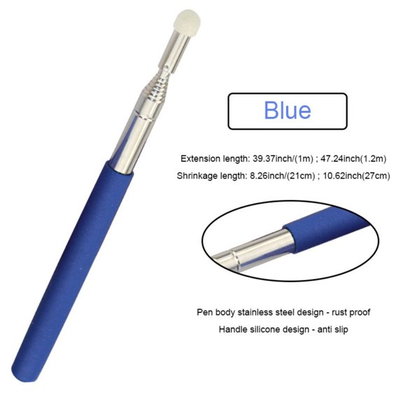 School Office Supplies PPT Presentation Teaching Tools Stainless Steel Telescopic Rod Handheld Presenter Retractable Teaching Stick Whiteboard Pointer Pen BLUE 1M
