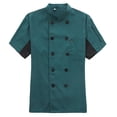thumbnail image 2 of Kironypik Chef Coat Short Sleeve with Buttons Pockets Cook Jacket Cooking Uniform Spring Clothing for Restaurant Hotel Cafe Kitchen Dark Green XXL, 2 of 6