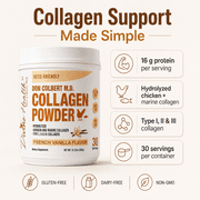 Dr. Colbert, MD Hydrolyzed Collagen Powder | Vanilla Flavor | by Divine Health | Type I, II, III Chicken & Marine Collagen Peptides | Support Hair, Skin, Nails & Joints | 630g | 30 Servings