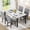 Gray+White, variant on MIERES Marble Dining Table Set for 4, Faux Marble Kitchen Table and Chairs Set, Rectangle Dining Table with 4 Leather Dining Chairs, 5 Pieces Dinette Sets for Breakfast Nook, Apartment, Black