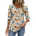 thumbnail image 3 of Fantaslook Blouses for Women Dressy Casual 3/4 Length Sleeve Womens Tops with Smocked Cuffs Fashion Shirts, 3 of 8