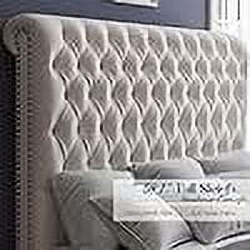 Merluxy King Bed Frame with 59.1" Sleigh Headboard,Velvet Upholstered,No Box Spring Needed,Cream