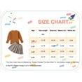 thumbnail image 2 of Kucnuzki 4T Toddler Girl Winter Outfits Skirts Sets 5T Long Bubble Sleeve Solid Color Rib Knitted Top Elastic Houndstoorhs Prints Skirts 2PCS Set Brown, 2 of 9