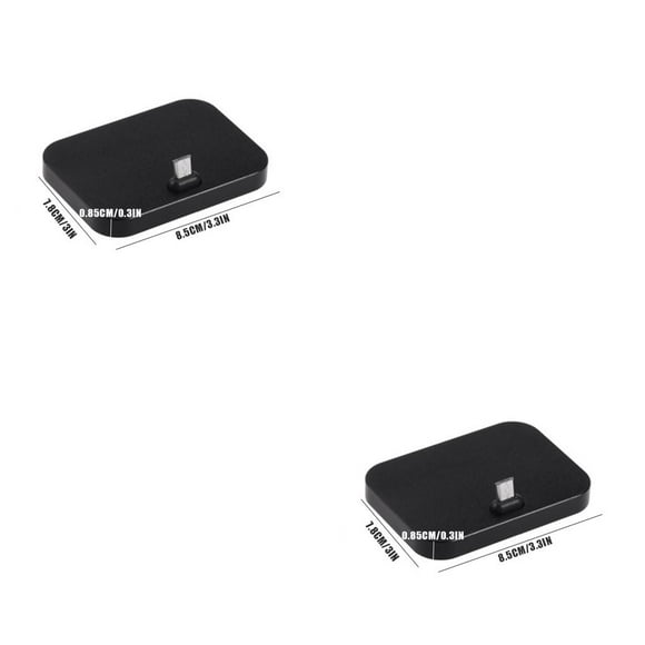 Sidaley Base de Micro USB para teléfono móvil, soporte de adaptador de carga de aleación de aluminio para teléfono de escritorio de oficina Negro 2piezas