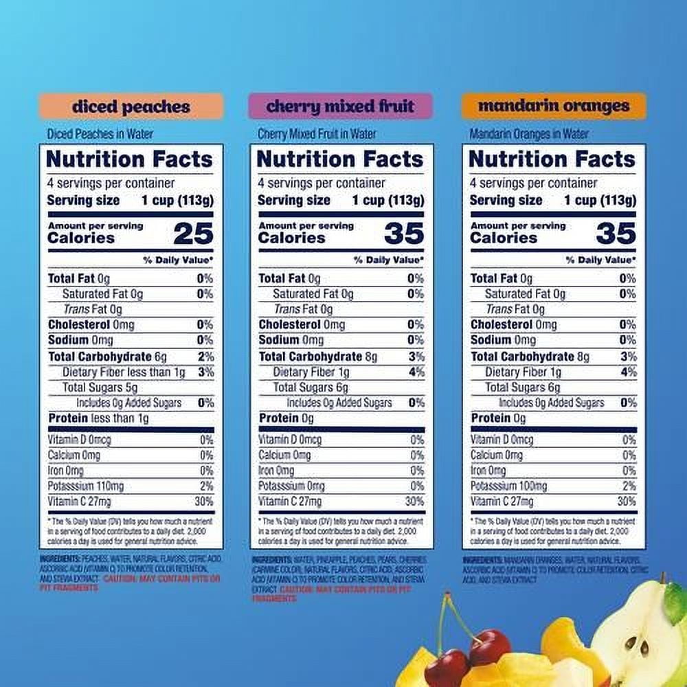 Dole Diced Peaches, Mandarin Oranges, And Cherry Mixed Fruit With No Sugar Added Variety Pack - Dole Fruit Bowls Snacks - 4 Oz Bowls - 12 Pack - Pack of 2