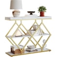thumbnail image 1 of Industrial 3-Tier Entryway Table with Diamond-Shaped Metal Frame - Console Sofa Table with Open Shelves for Hallway & Foyer, 1 of 6