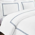 thumbnail image 4 of Superior Chain Links Embroidered Cotton Duvet Cover Set, King/California King, White/Navy Blue, 4 of 11