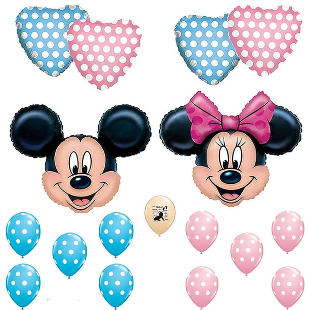 Mickey And Minnie Mouse Gender Reveal Baby Shower Balloon Decoration Kit Walmart Com Walmart Com