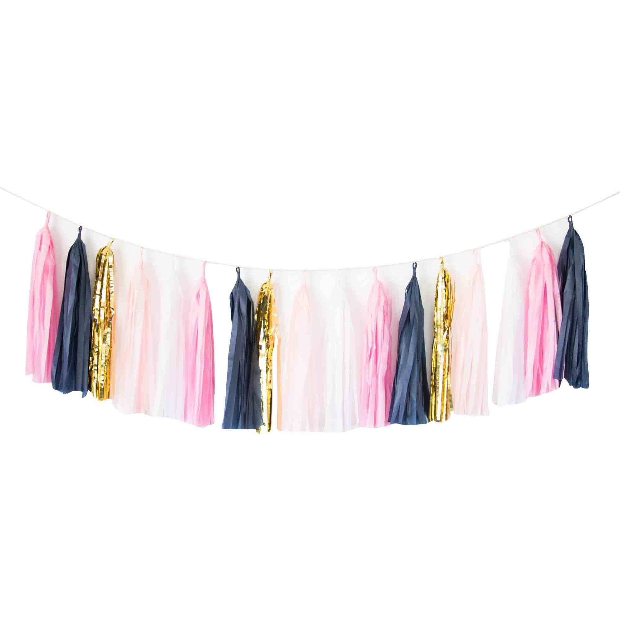 navy tassel garland