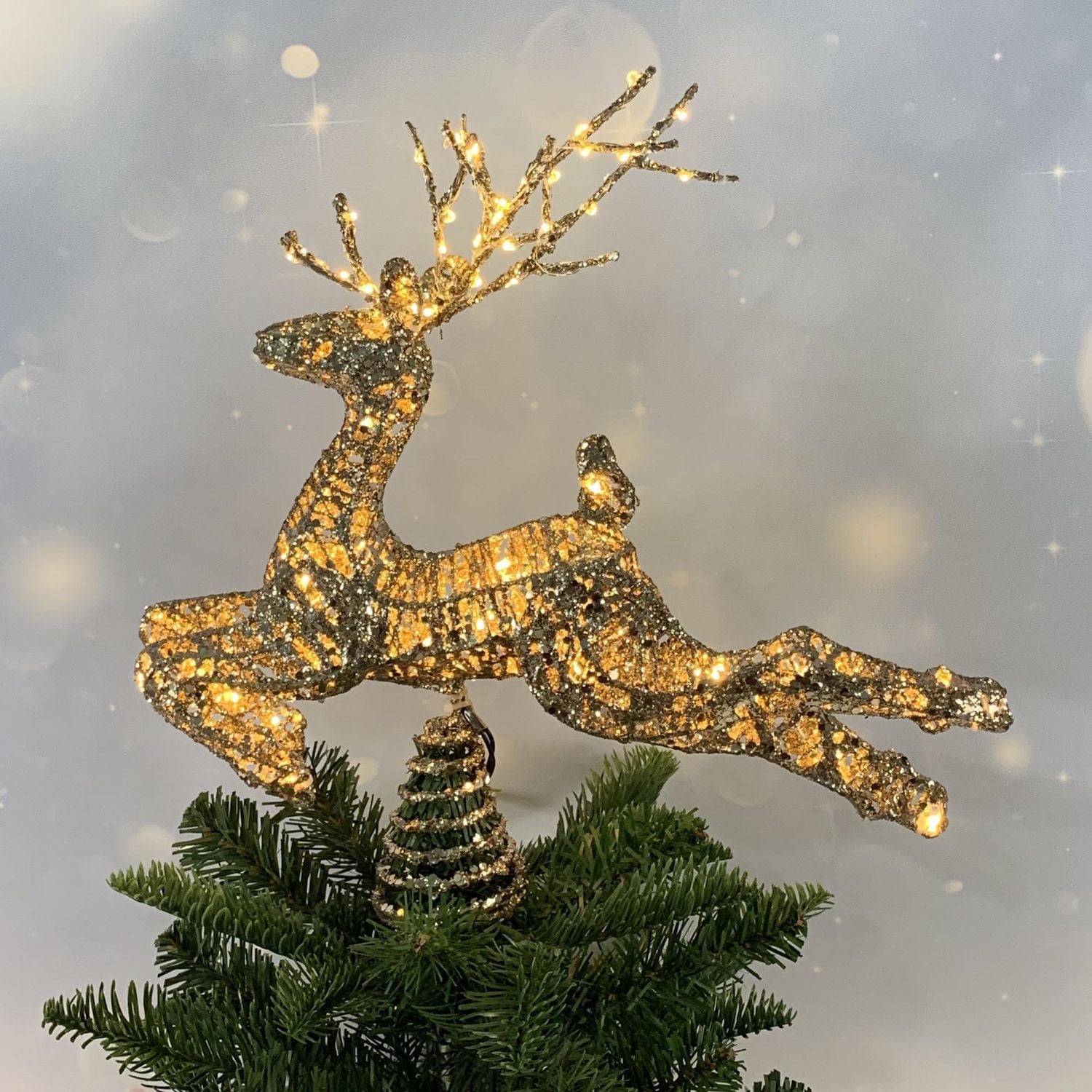 Holiday Time 11.5" Deer Christmas Tree Toppers with LED Micro Lights