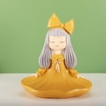 thumbnail image 3 of Bandeja de almacenamiento con estatua de niña de resina, arte multiusos, decoración moderna, regalo nórdico. Amarillo, 3 of 9