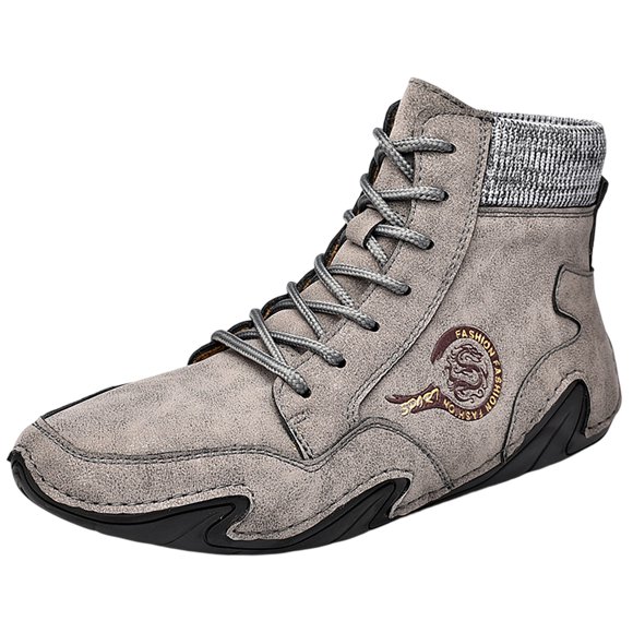 WEAIXIMIUNG White Leather Sneakers Men 11.5 Men's Casual Shoes Korean Version High Top Shoes Round Toe Breathable Daily Dad's Shoes