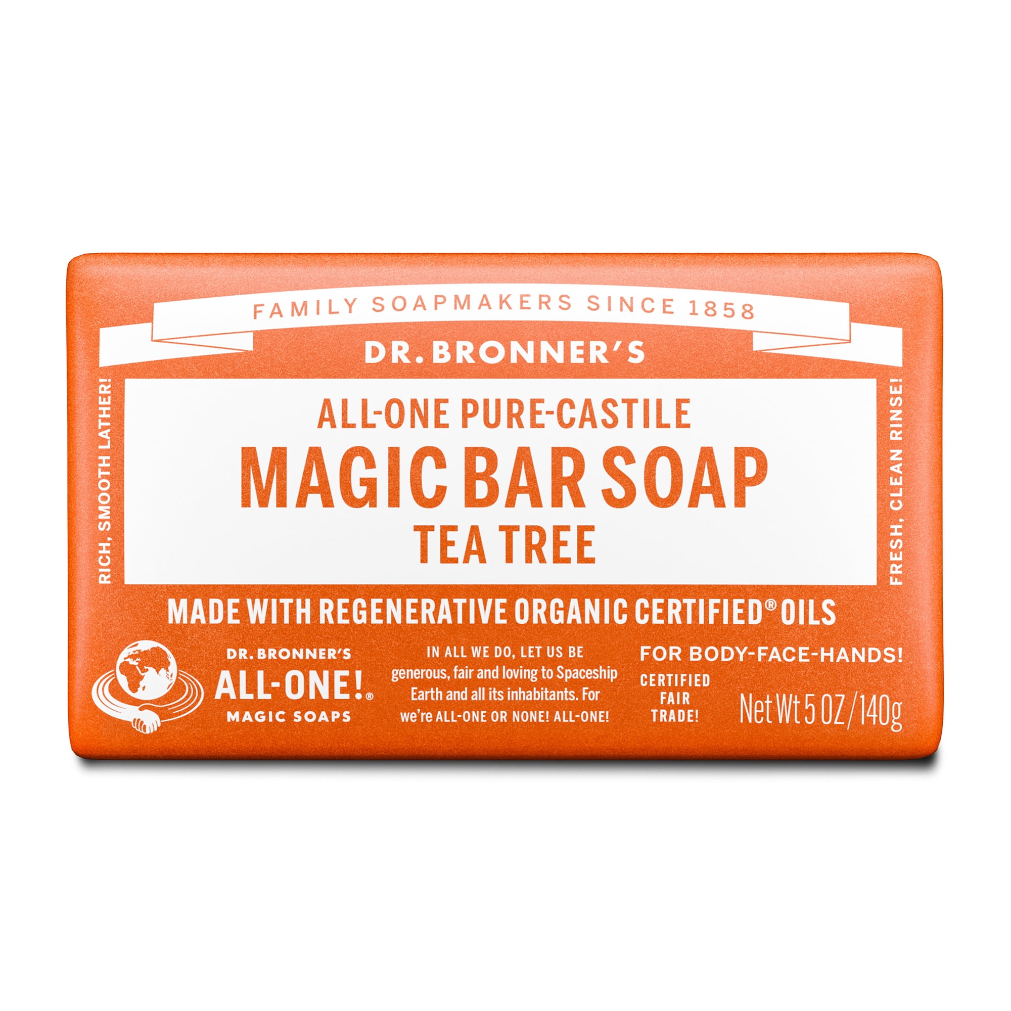 Dr.Bronner's Magic Bar Soap, Tea Tree, Pure-Castile Soap, 5 oz
