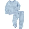 thumbnail image 2 of WESIDOM Toddler Girl Clothes Checkered Long Sleeve Pullover Tops + Pants Toddler Baby Sweatsuit Fall Winter Outfits, 2 of 12