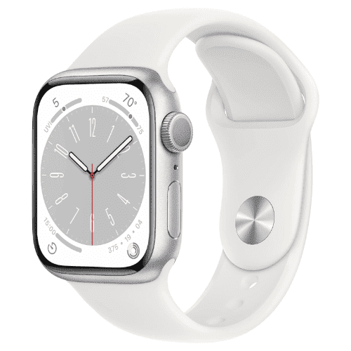 Apple Watch Series 8 (GPS), 41mm Silver Aluminum Case with White Sport Band
