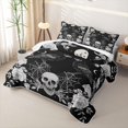 thumbnail image 3 of Erosebridal Spooky Crow Quilt King, Halloween White Rose King Coverlet Set for Boys Girls, Black White, 3pcs 1 Bedspread and 2 Pillowcases, 3 of 7