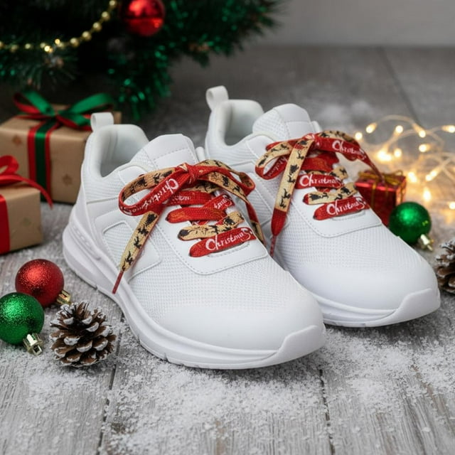 Feltree Christmas Shoelaces 5-Pack for Sneakers and Boots 47-Inch Long Lasting Polyester Festive Patterns Holiday Gift Set Ideal for Christmas Stocking Stuffers
