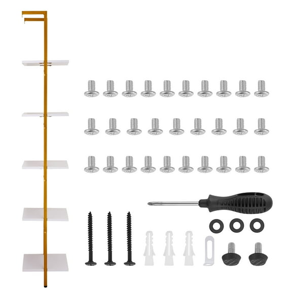 KFFKFF Commercial Cube Pipe Shelf, 5 Layer 15.6x11.8in, Wall-Attachable Antique Wood Shelves Bracket Exhibit Bookrack, Storage Stand Trinkets Keeper for Kitchen Bedroom Bathroom Lounge, Gold White