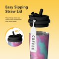 thumbnail image 3 of 18oz Travel Coffee Mug, 316 Stainless Steel Vacuum Insulated Tumbler with 2-in-1 Straw Lid & Strap, Liquid & Marble Print, 3 of 6