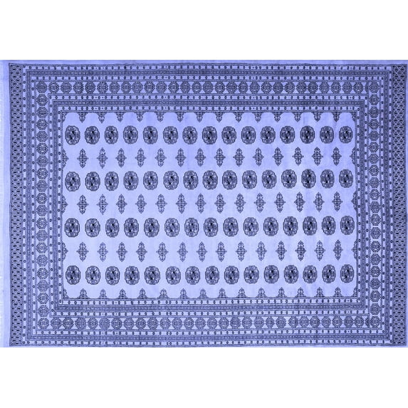 Ahgly Company Machine Washable Indoor Rectangle Persian Blue Traditional Area Rugs, 8' x 10'