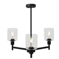 thumbnail image 2 of Aoile Farmhouse 3-Light Chandelier with Glass Shade, Ceiling Light Fixture Chandeliers W/Height Adjustable for Dining Room Kitchen Island Living Foyer Hallway, Black, 2 of 8