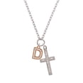 thumbnail image 2 of Delight Jewelry Rose Goldtone Crystal Initial - D - I Set You Apart Engraved Cross Zoey Necklace, 28", 2 of 4