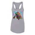 thumbnail image 2 of Wild Bobby Rainbow Painted Manatee Dean Russo Design Animal Lover Women Racerback Tank Top, Heather Grey, Medium, 2 of 6