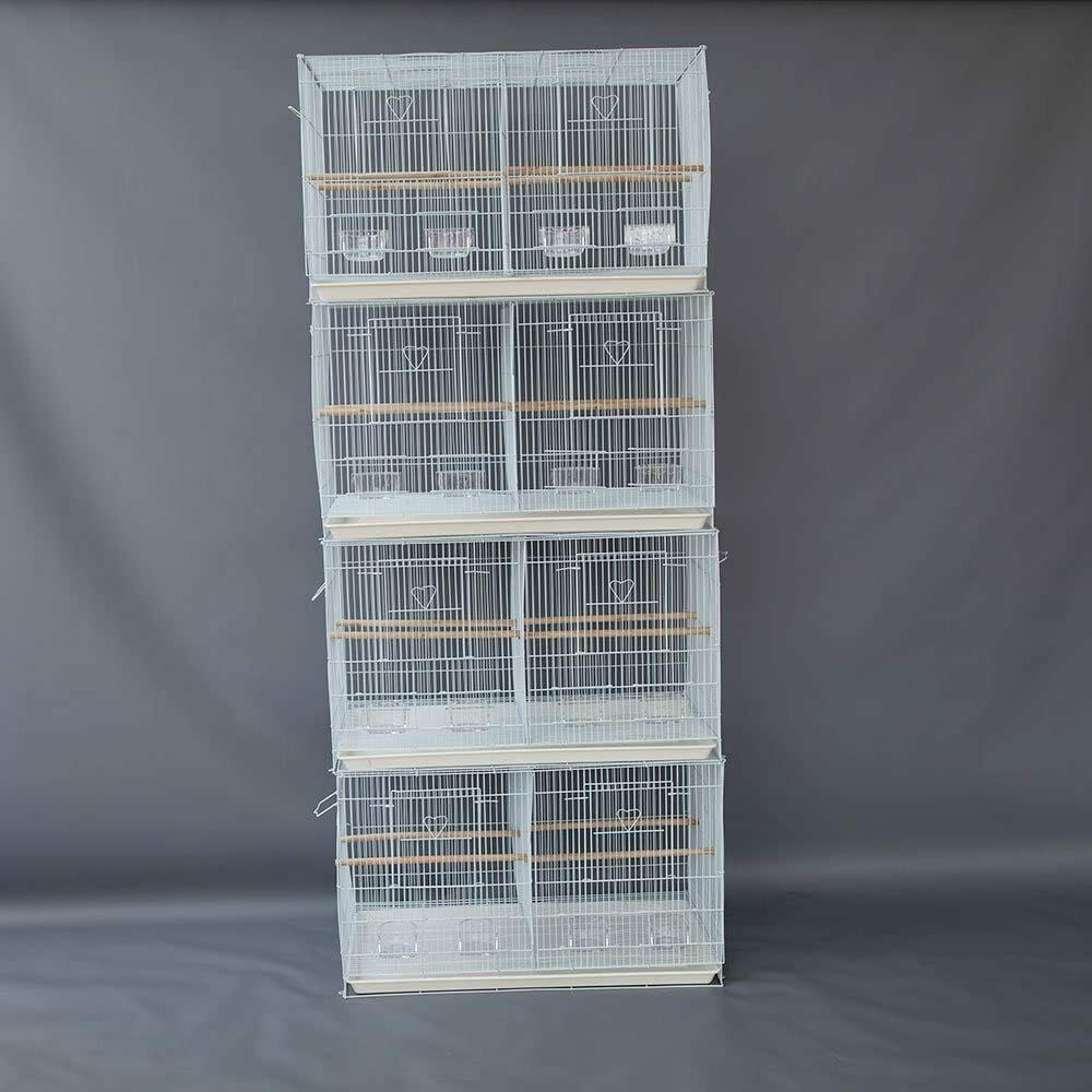 Seny Lot of 4 Breeding Bird Carrier Cage with Dividor for Parakeet Canary Finch Lover Bird-White