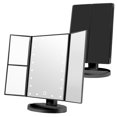 thumbnail image 5 of Makeup Vanity Mirror Magnifying with 21 LED Lights, Cosmetic Standing Table Mirror, 3X/2X Magnified Travel Foldaway Mirror, 180 Degree Rotation Black, 5 of 11