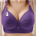 thumbnail image 2 of LNWUY Push up Bras for Women Plus Size Comfortable Printing Gathered Front Closure Bras Full Coverage No Underwire Everyday Bra Purple S, 2 of 8