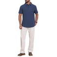 thumbnail image 2 of INSPIRE CHIC Men's Linen Chest Pocket Short Sleeve Casual Hawaiian Beach Polo Shirts L Dark Blue, 2 of 5