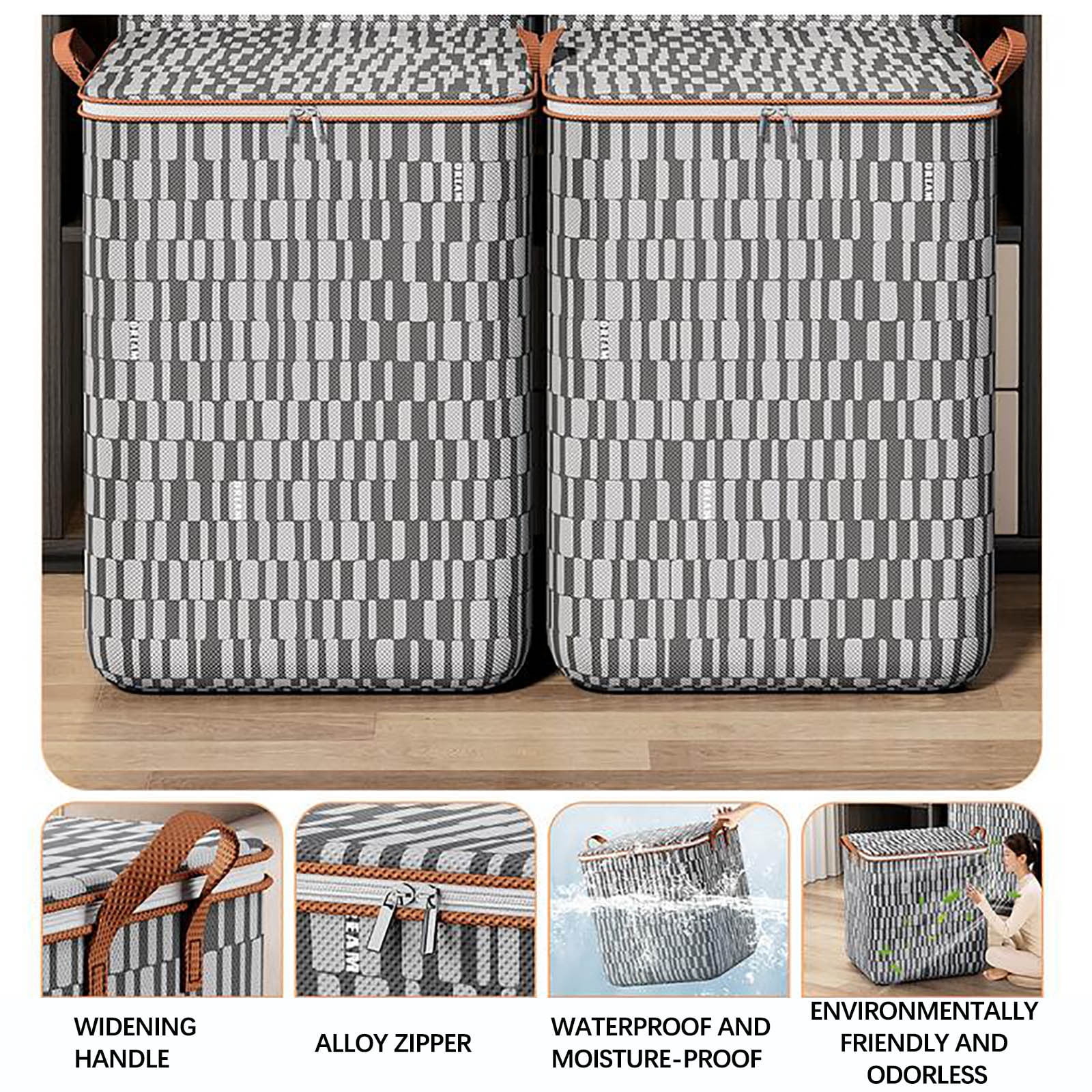 CSEONE Clearance 3Pcs L Storage Bins with Lids Non-woven Zipper Storage Bag Foldable Moving Quilt Storage Basket Travel Large-capacity Clothing Storage Bag Organizers for Pillows Blankets Storage
