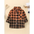 thumbnail image 3 of Bagilaanoe Toddler Baby Girl Boy Shirt Jacket Gradient Plaid Long Sleeve Single-Breasted Shacket Coat 18M 24M 3T 4T 5T 6T Kids Fall Casual Outwear, 3 of 9