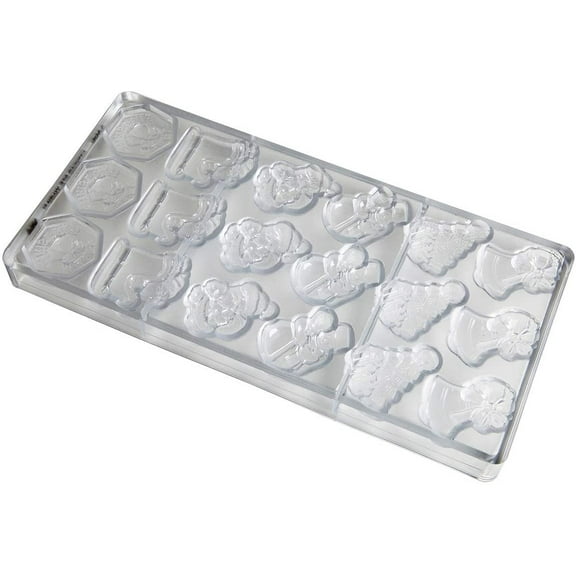 Chocolate World CW1406 Polycarbonate Candy Mold with 18 Christmas-Theme Cavities Same Mold as CW2260