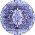 thumbnail image 1 of Ahgly Company Machine Washable Indoor Round Abstract Blue Modern Area Rugs, 3' Round, 1 of 4