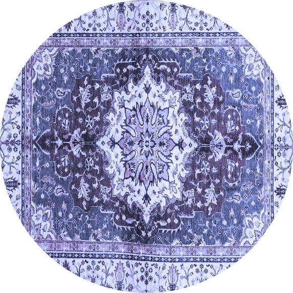 Ahgly Company Machine Washable Indoor Round Abstract Blue Modern Area Rugs, 3' Round