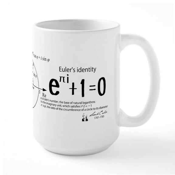 CafePress - Euler's Identity: Mathematics: Beautiful Mathemati - 15 oz Ceramic Large White Novelty Mug