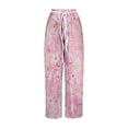 thumbnail image 5 of Women's Wide Leg Pants High Waist Flowy Drawsting Casual Loose Trousers Lounge Business Pants with Pockets (M, Multicolor 3), 5 of 5