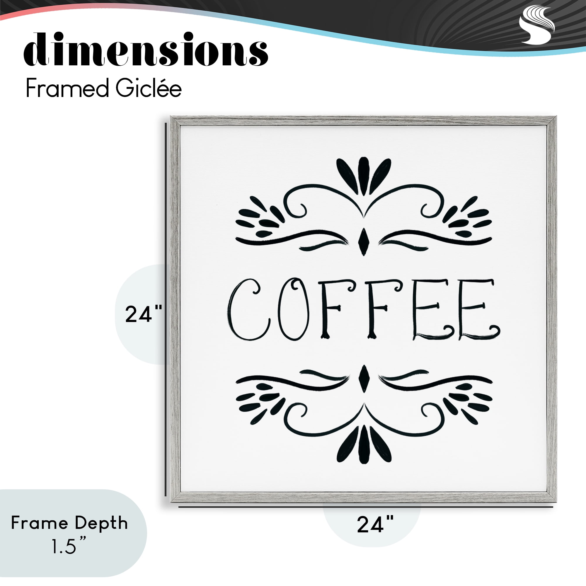 Stupell Industries Coffee with Floral Emblems Gray Framed Giclee Art, design by Lucille Price