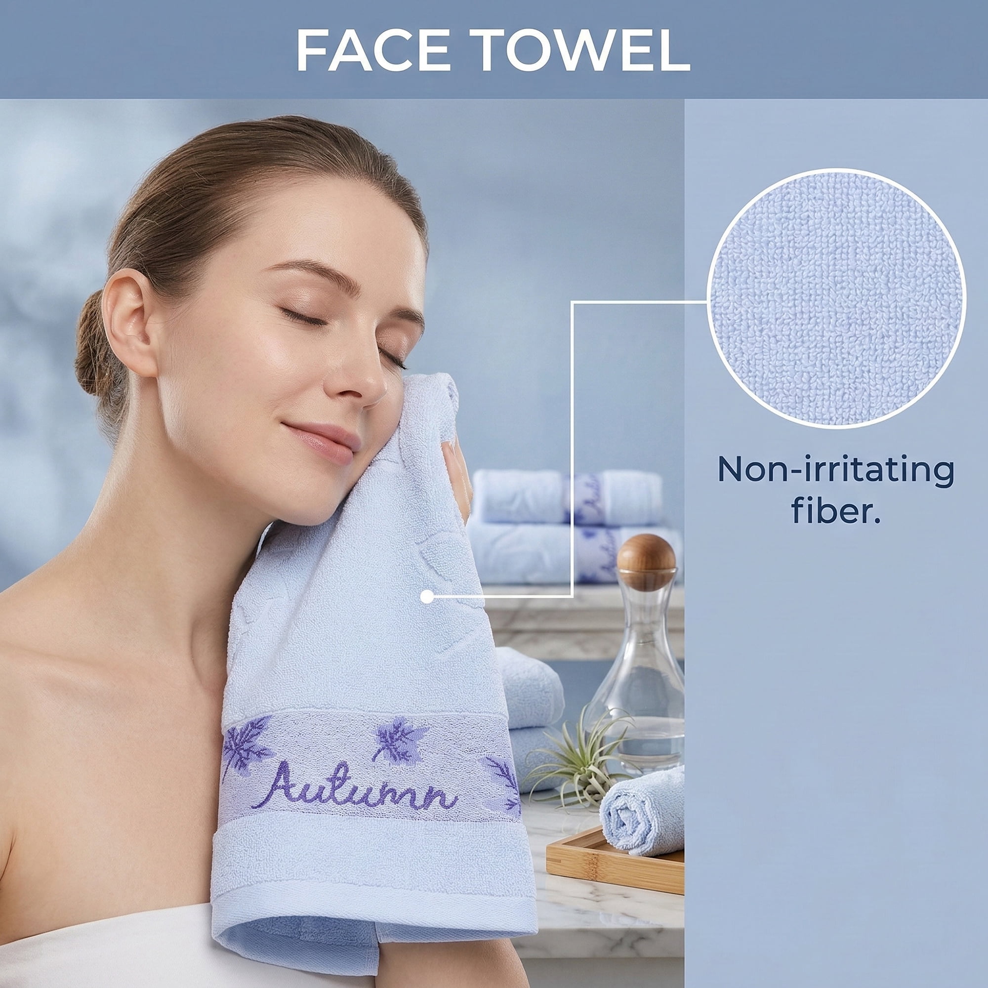 Unique Bargains Maple Leaf Jacquard Soft Absorbent Quick Dry Towels Blue 2pk