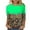 Green, variant on Women Color Block Leopard Print Top 3/4 Sleeve Casual Crew Neck Tee