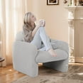 thumbnail image 3 of Pawverly Teddy Fleece Accent Chair with Pillow, Upholstered Armchair Single Sofa Chair for Living Room, Bedroom, or Study, Gray Sherpa Fabric, 3 of 7